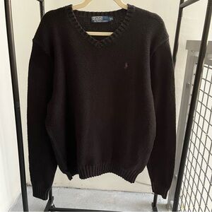 VTG Polo Ralph Lauren Sweater Mens 2XL Black Pony Logo Heavy Knit Hong Kong 80s